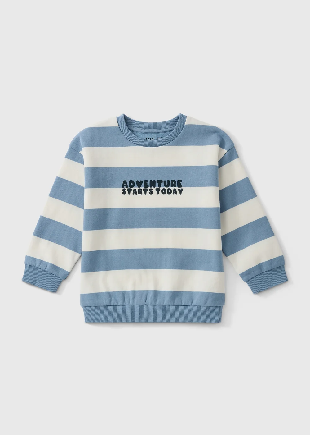 Boys Blue & White Stripe Adventure Sweatshirt (1-8yrs) - 1-1.5 Yrs Image 1