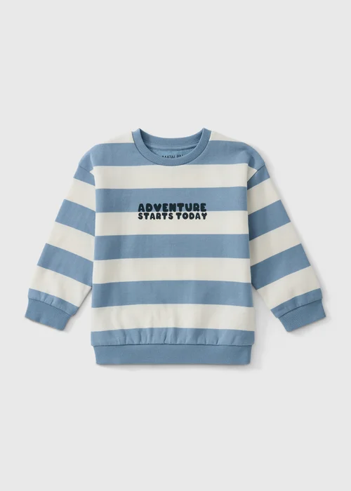 Boys Blue & White Stripe Adventure Sweatshirt (1-8yrs) - 1-1.5 Yrs Image 1
