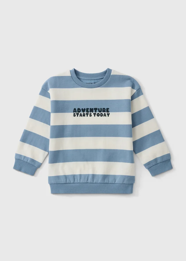 Boys Blue & White Stripe Adventure Sweatshirt (1-8yrs)