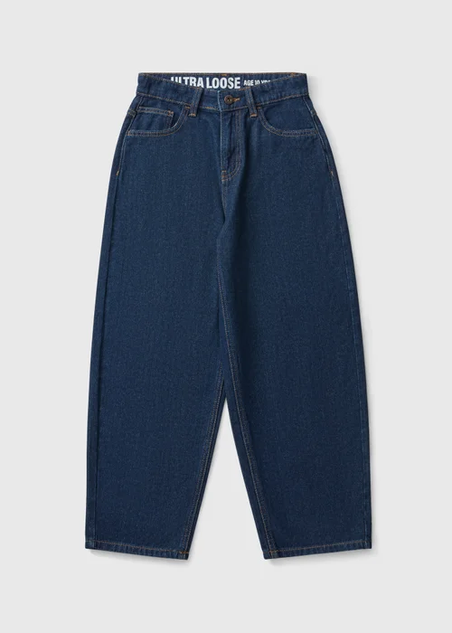 Boys Dark Wash Ultra Loose Fit Jeans (7-15yrs) - 7 Yrs Image 1