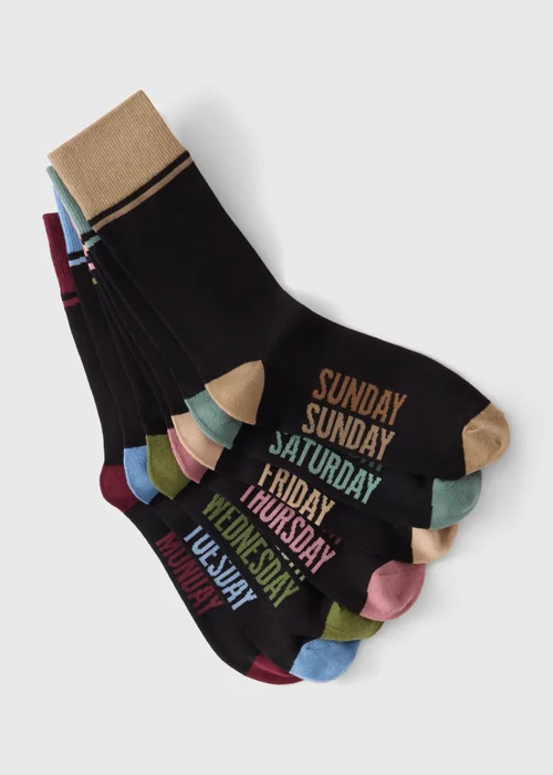 7 Pack Coloured Days Of The Week Socks - 6-8.5 Image 2
