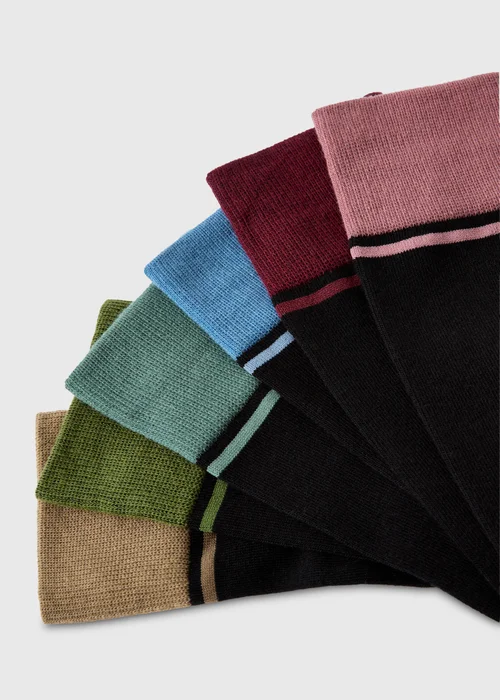 7 Pack Multicoloured Ankle Socks - 6-8.5 Image 2