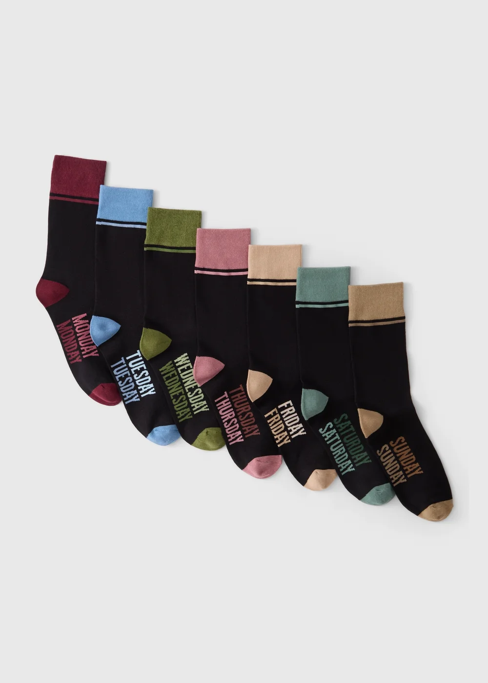 7 Pack Coloured Days Of The Week Socks - 6-8.5 Image 1