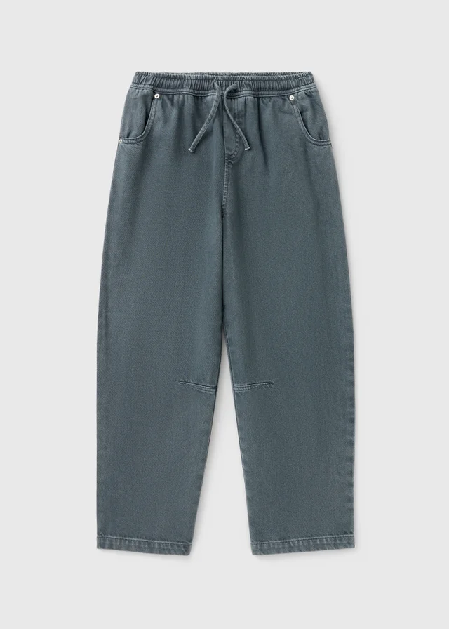 Boys Grey Balloon Drawstring Jeans (7-15 Yrs)