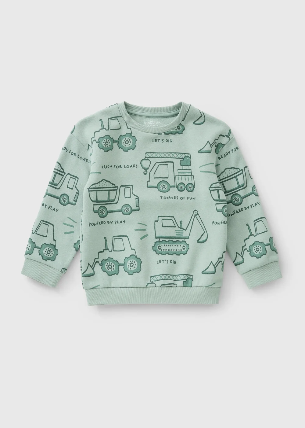 Boys Sage Green Truck Sweatshirt (1-8yrs) - 1-1.5 Yrs Image 1