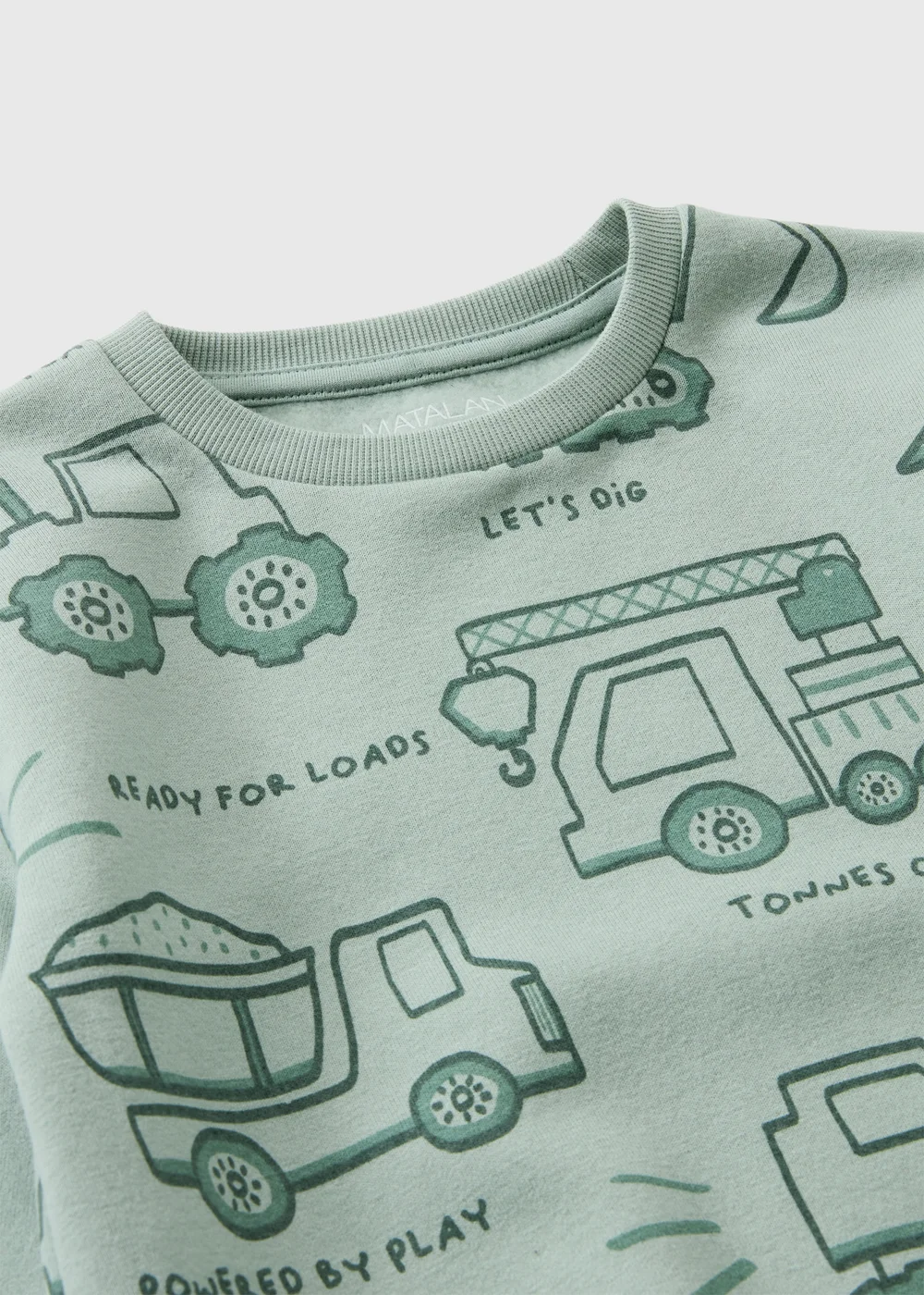 Boys Sage Green Truck Sweatshirt (1-8yrs) - 1-1.5 Yrs Image 2