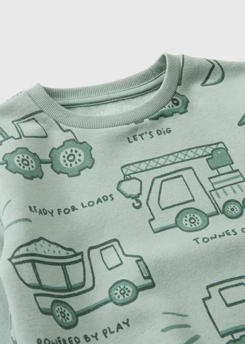 Boys Sage Green Truck Sweatshirt (1-8yrs) - 1-1.5 Yrs Image 2