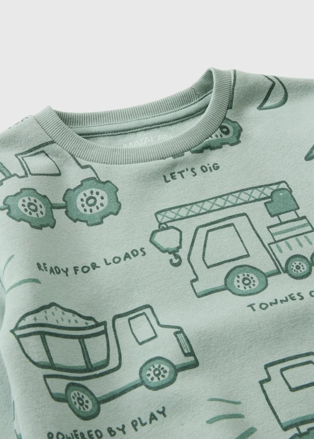 Boys Sage Green Truck Sweatshirt (1-8yrs)
