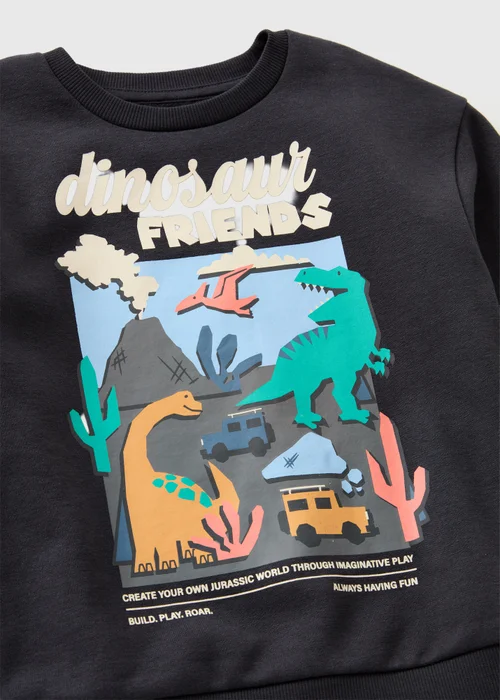 Boys Black Dinosaur Sweatshirt (1-8yrs) - 1-1.5 Yrs Image 2