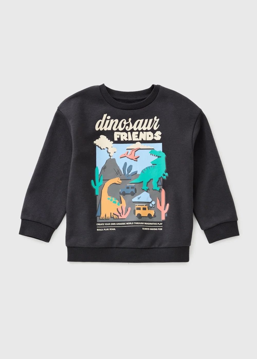 Boys Black Dinosaur Sweatshirt (1-8yrs) - 1-1.5 Yrs Image 1