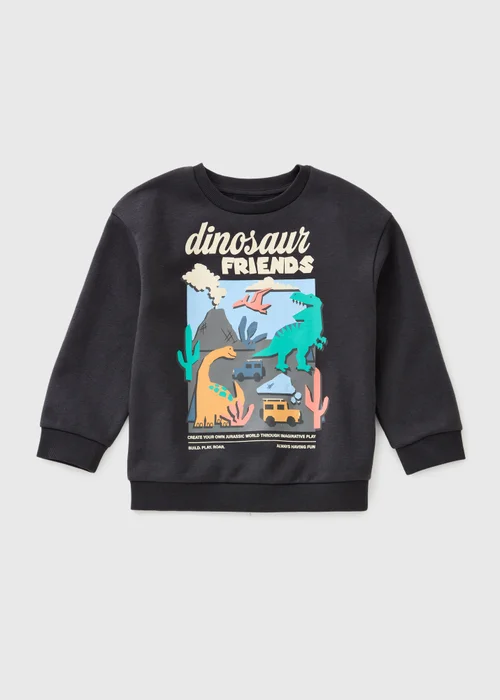 Boys Black Dinosaur Sweatshirt (1-8yrs) - 1-1.5 Yrs Image 1