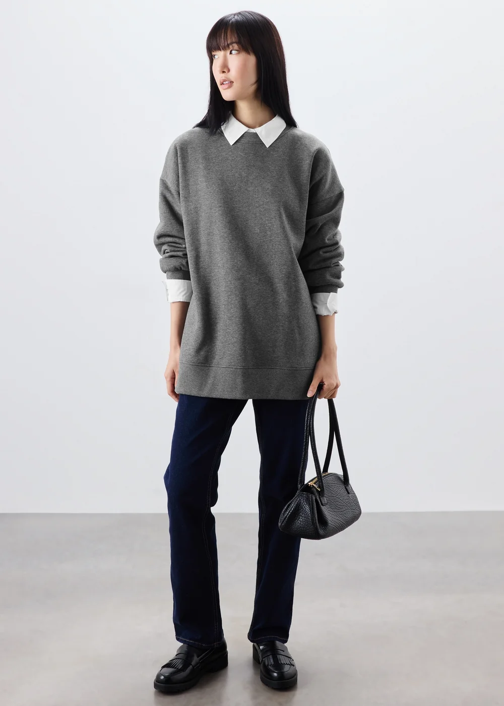 Charcoal Grey Longline Sweatshirt - S Image 1