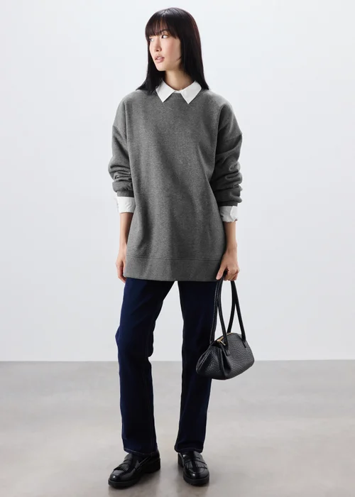 Charcoal Grey Longline Sweatshirt - S Image 1