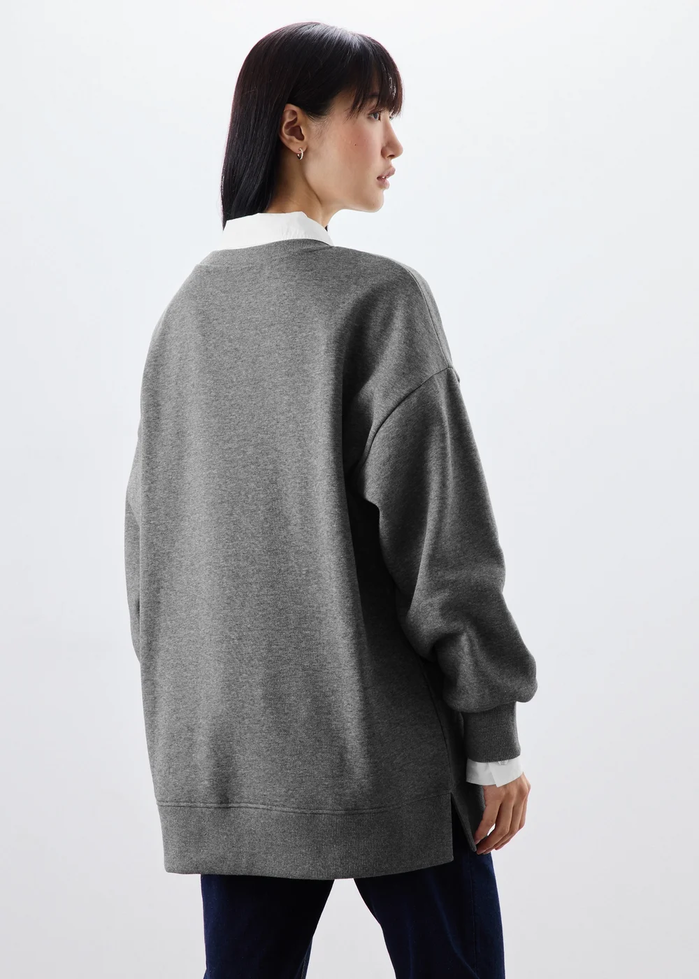 Charcoal Grey Longline Sweatshirt - S Image 2