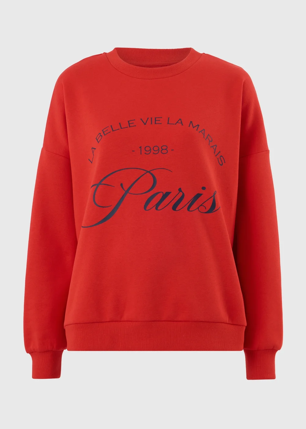 Red Paris Slogan Sweatshirt - XS Image 1