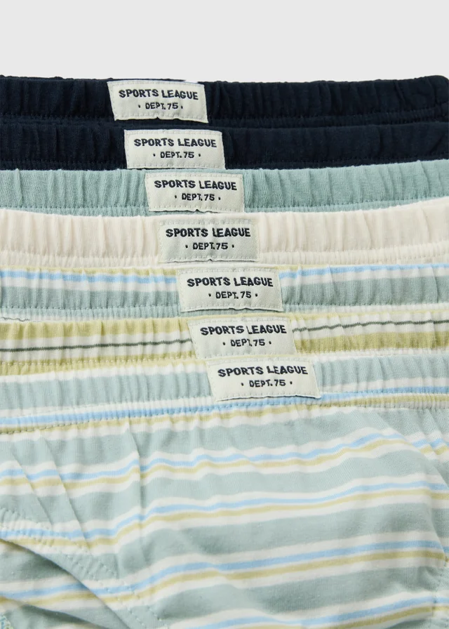 7 Pack Boys Green Striped Design Briefs (1.5-11 Yrs)