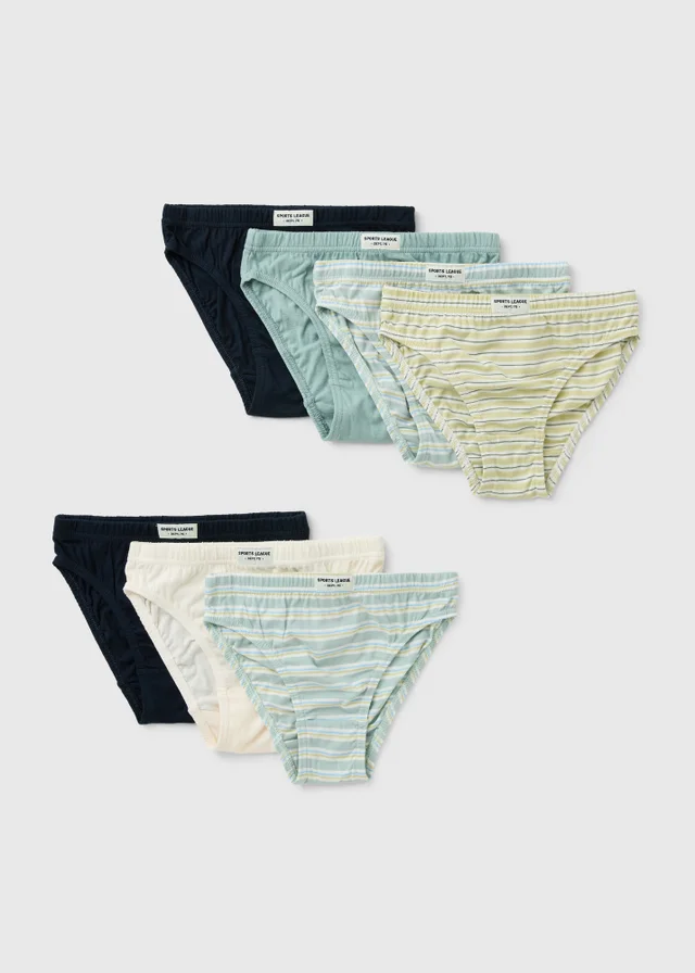 7 Pack Boys Green Striped Design Briefs (1.5-11 Yrs)