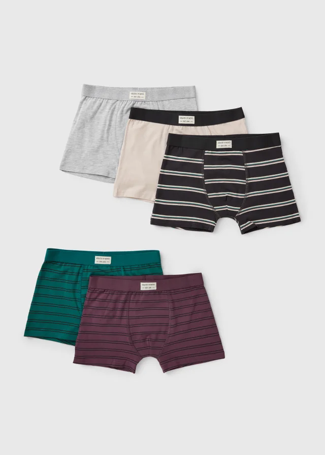 Boys 5 Pack Stripe Multicoloured Boxer Set (2-11 Yrs)