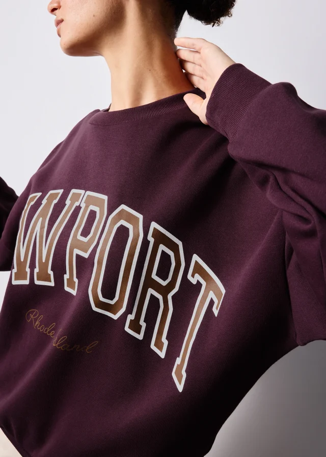 Burgundy Newport Slogan Jumper