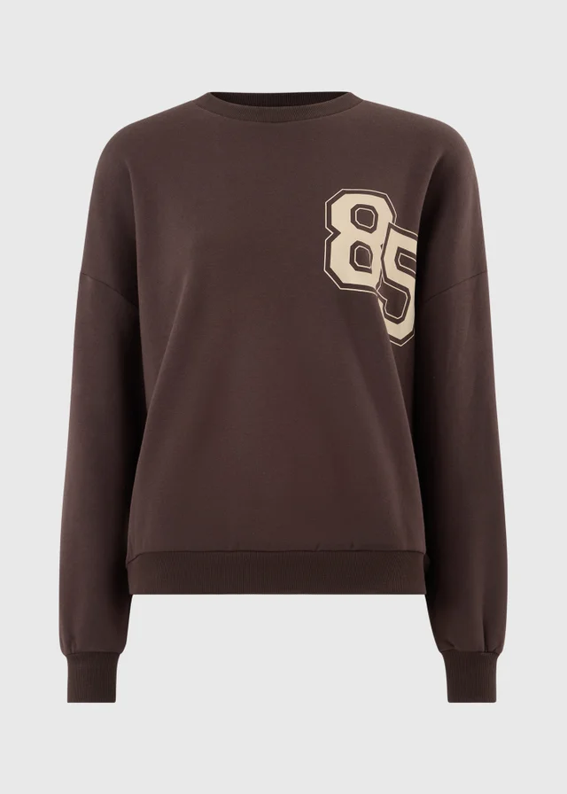 Chocolate Brown 85 Slogan Sweatshirt