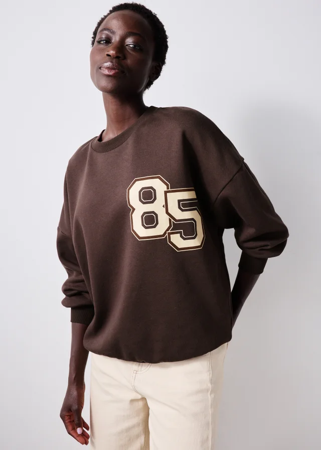 Chocolate Brown 85 Slogan Sweatshirt