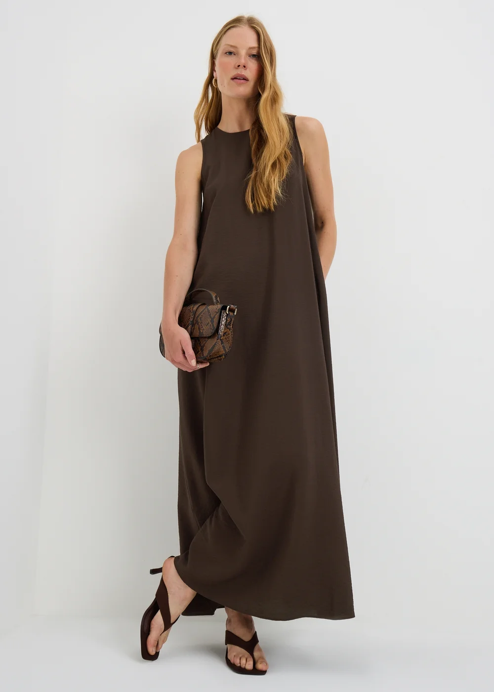 Chocolate Brown Trapeze Maxi Dress - 28 Image 1