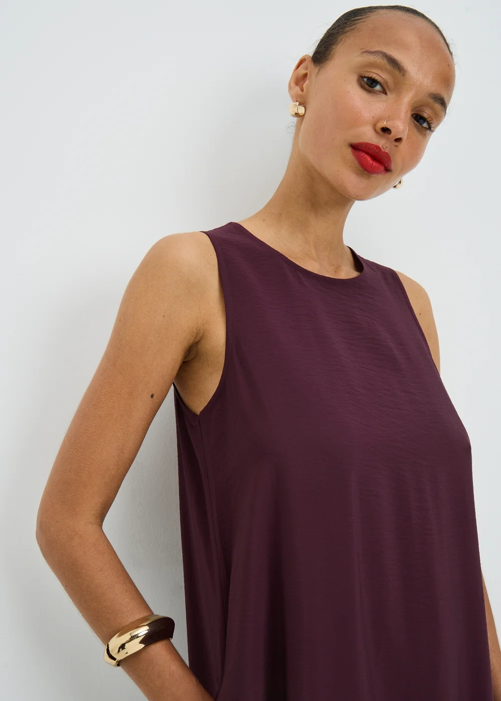 Wine Trapeze Maxi Dress - 24 Image 3