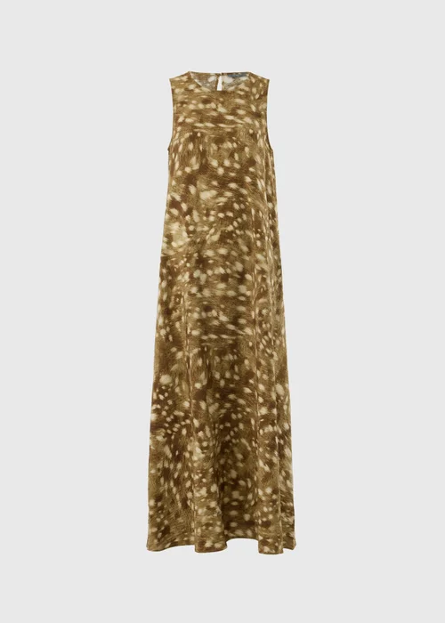 Khaki Animal Spot Print Trapeze Midaxi Dress - 8 Image 3