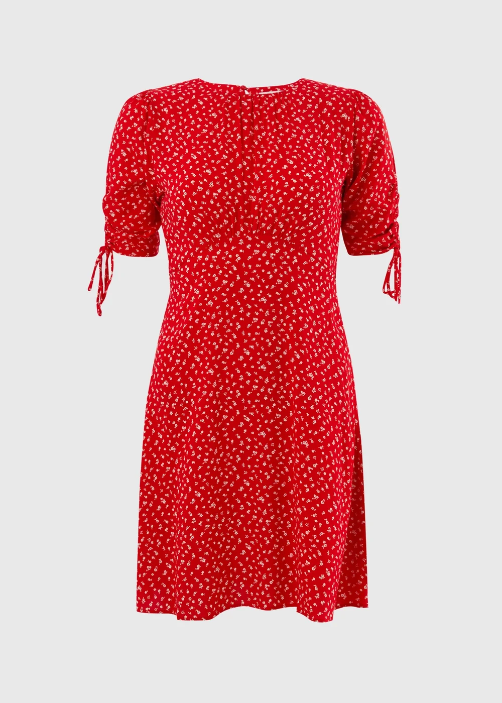 Red Floral Mini Tea Dress - 16 Image 2