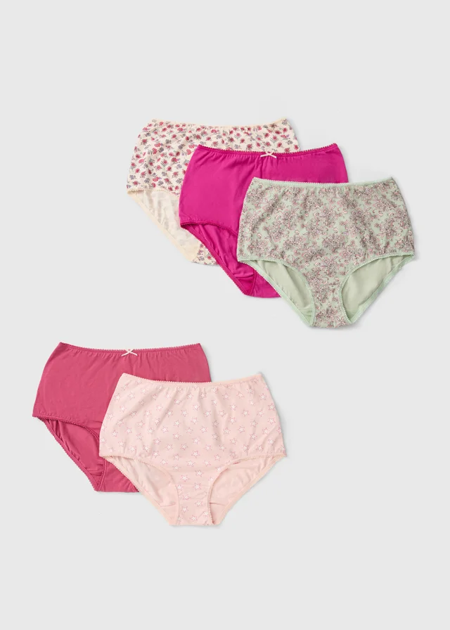 5 Pack Pink/Green Paisley Knickers