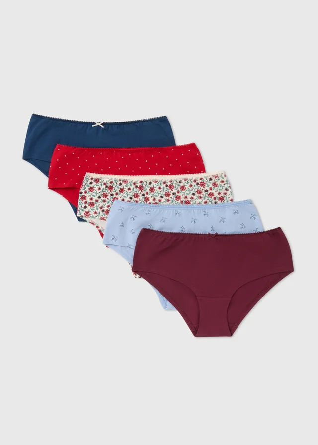 5 Pack Multicoloured Bird Short Knickers