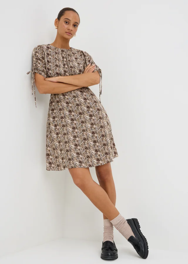 Brown Animal Mini Tea Dress