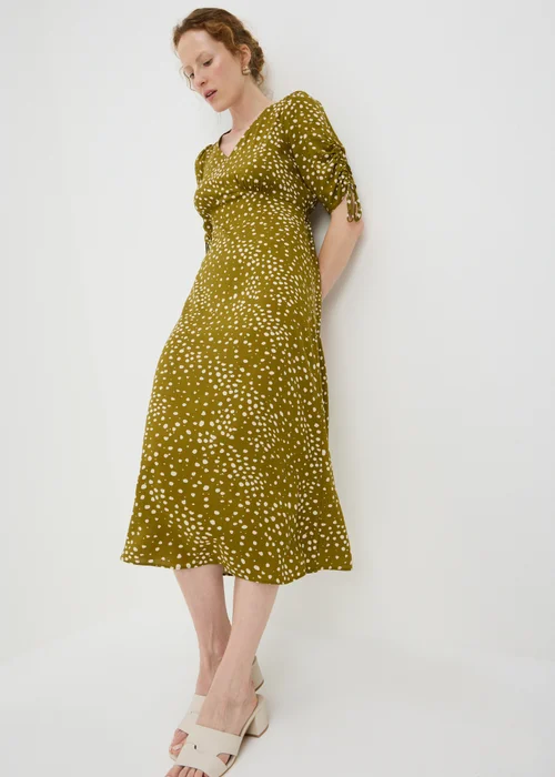 Khaki Animal Spot Midi Tea Dress - 8 Image 1