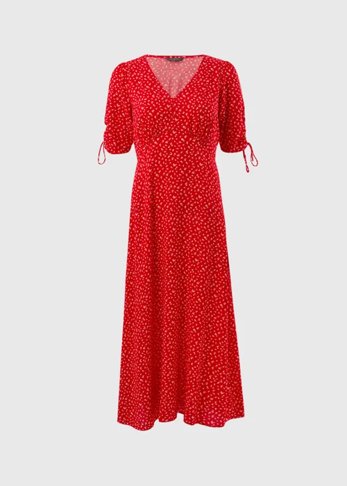 Red Ditsy Floral Midi Tea Dress - 14 Image 4