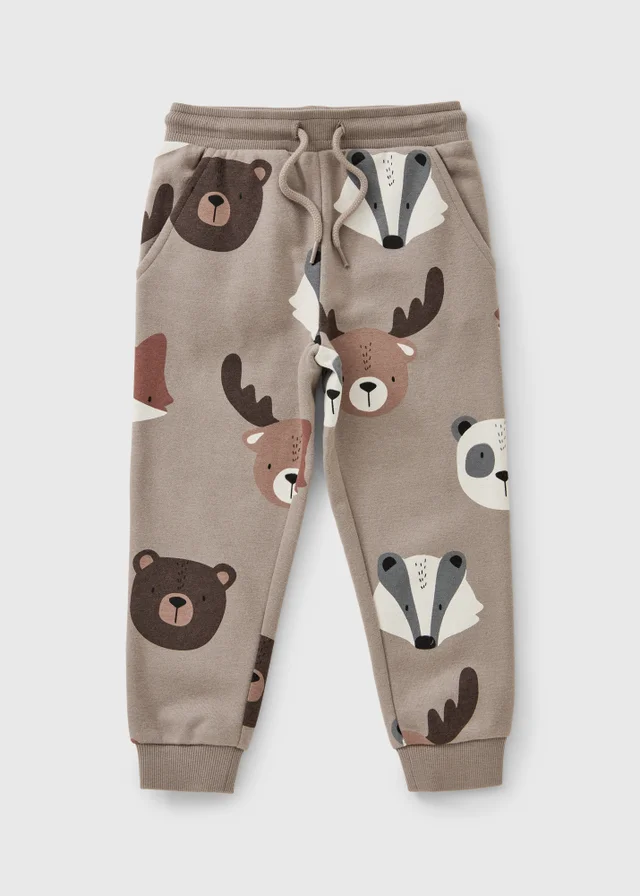 Boys Brown Animal Jogging Bottoms (1-8 Yrs)