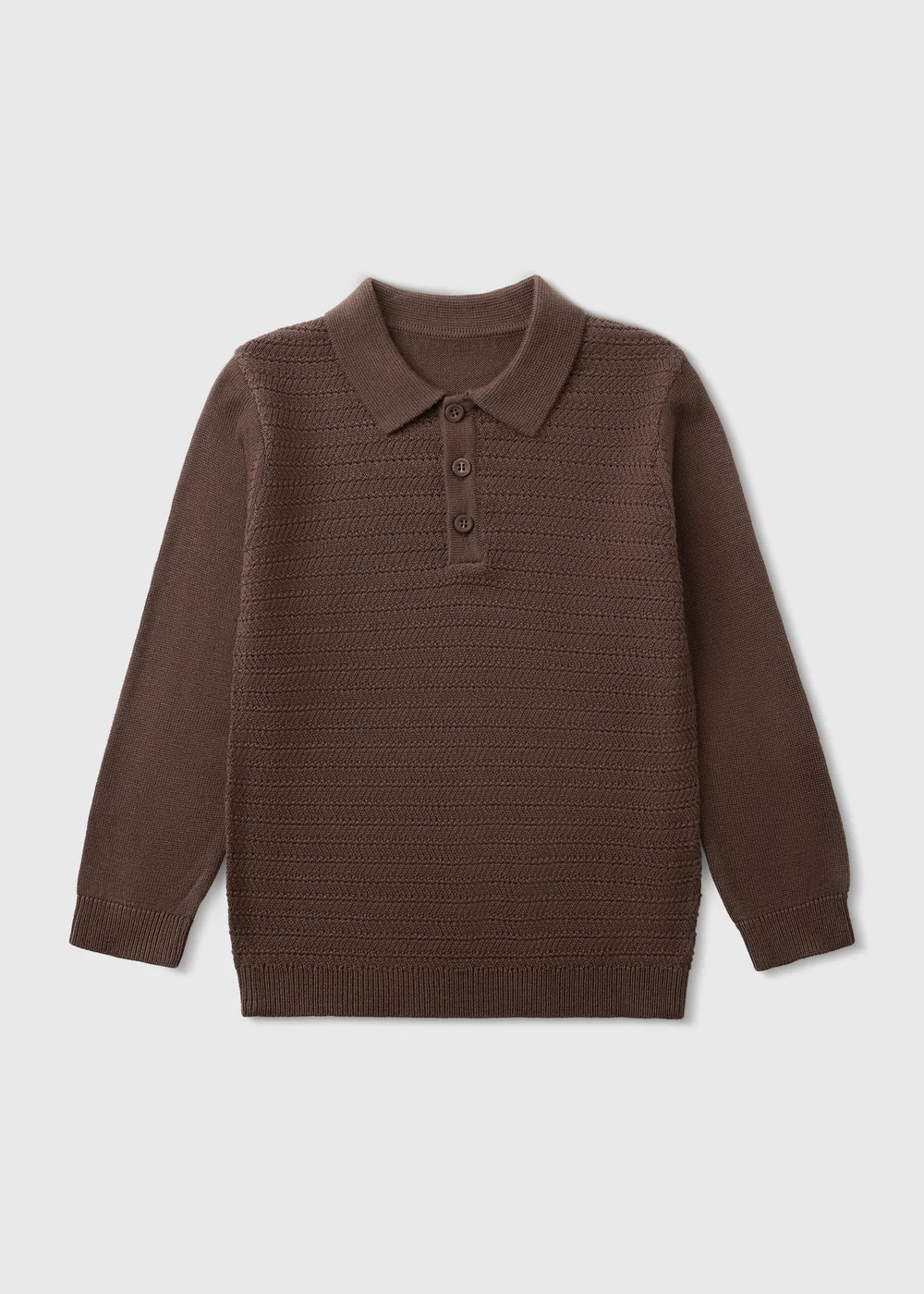 Boys Brown Knitted Polo Shirt (1-8 yrs) - 1-1.5 Yrs Image 1