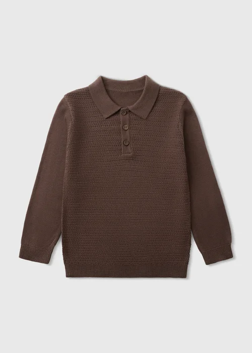 Boys Brown Knitted Polo Shirt (1-8 yrs) - 1-1.5 Yrs Image 1