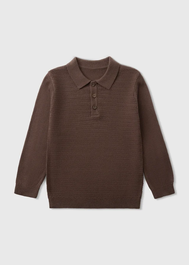 Boys Brown Knitted Polo Shirt (1-8 yrs)