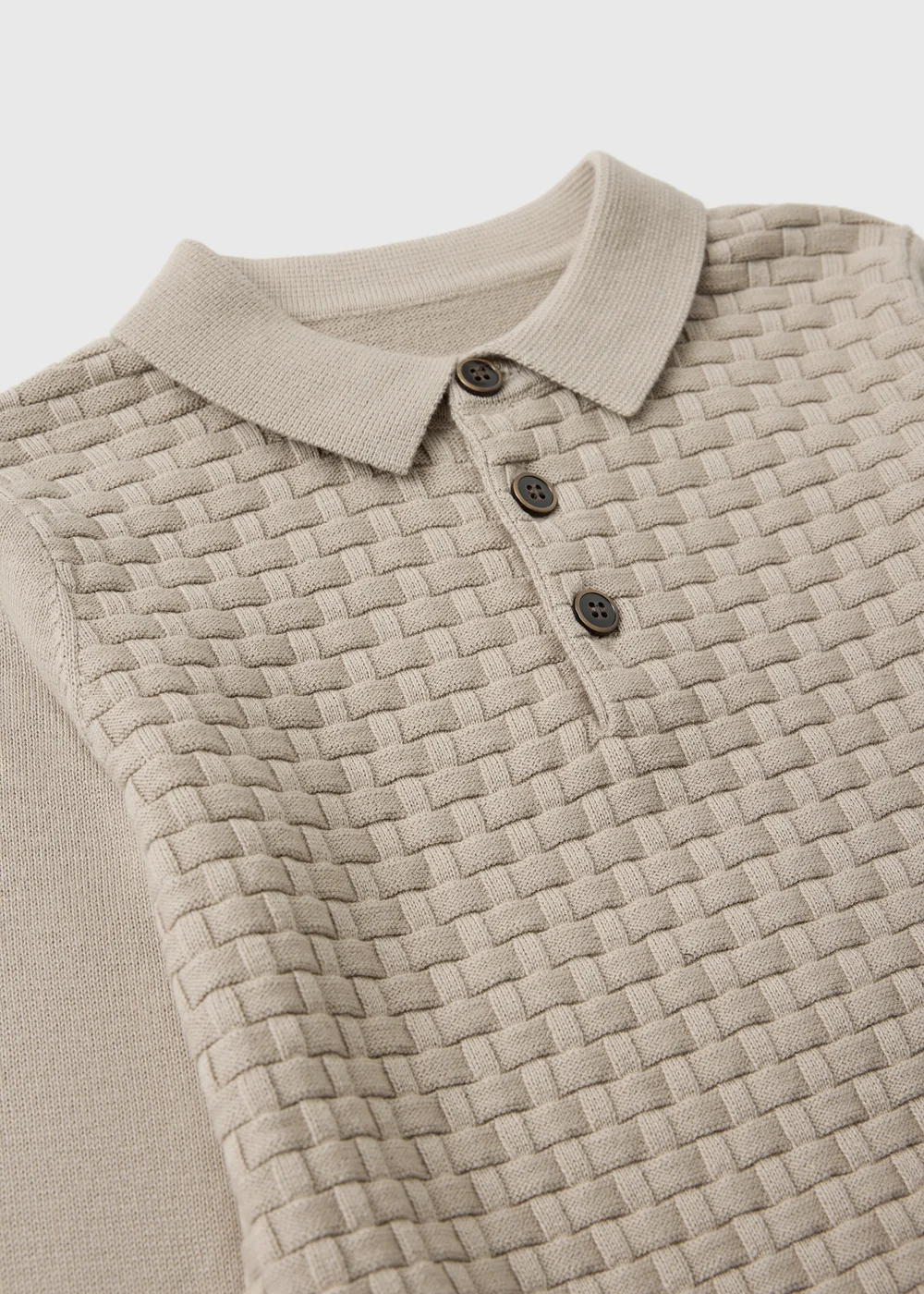 Boys Stone Weave Long Sleeved Polo Shirt (1-8yrs) - 1-1.5 Yrs Image 2