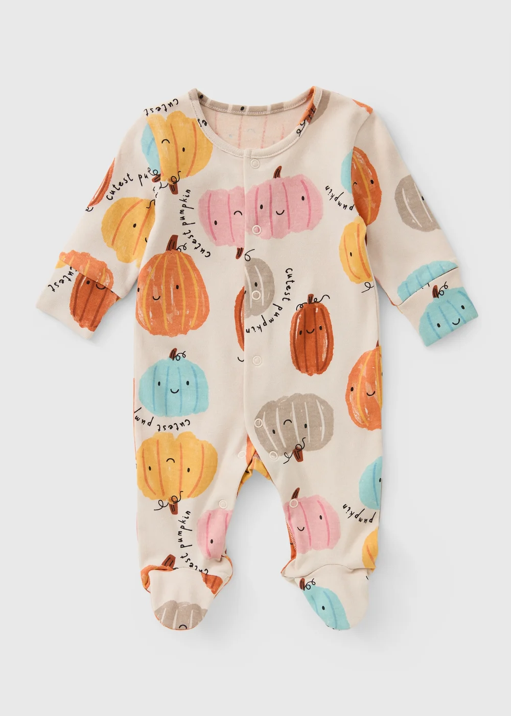 Baby Cream Pumpkin Sleepsuit (0-23mths) - First Size Image 1