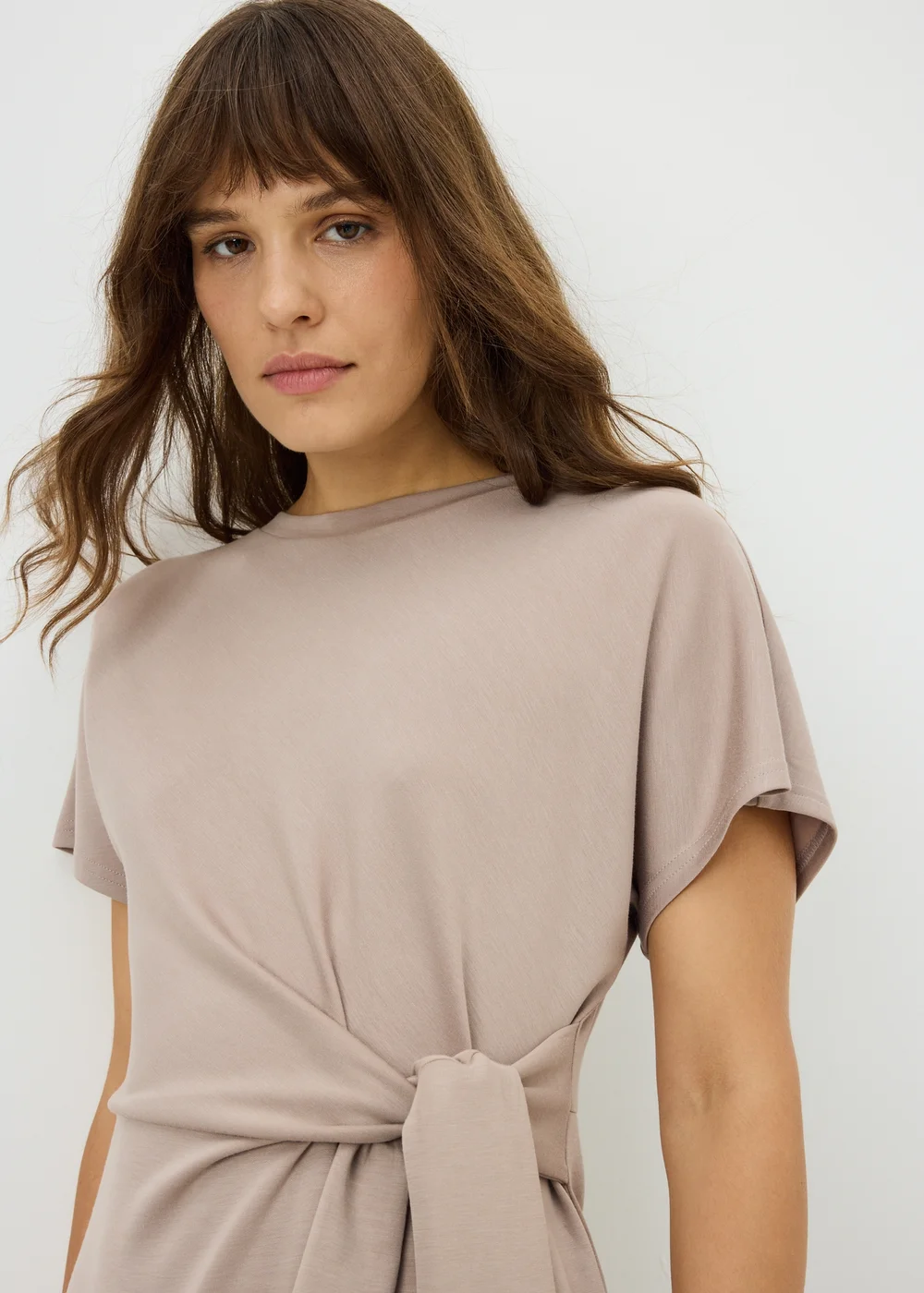 Mocha Scuba Tie Waist Midi Dress - 8 Image 3