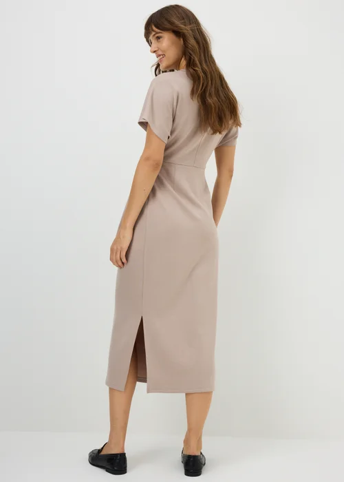 Mocha Scuba Tie Waist Midi Dress - 8 Image 2