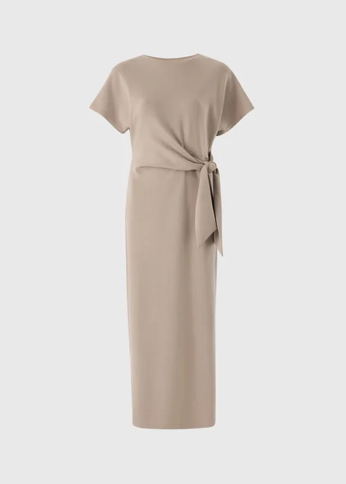 Mocha Scuba Tie Waist Midi Dress - 8 Image 4