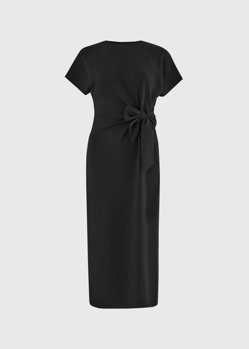 Black Scuba Tie Waist Midi Dress - 8 Image 3
