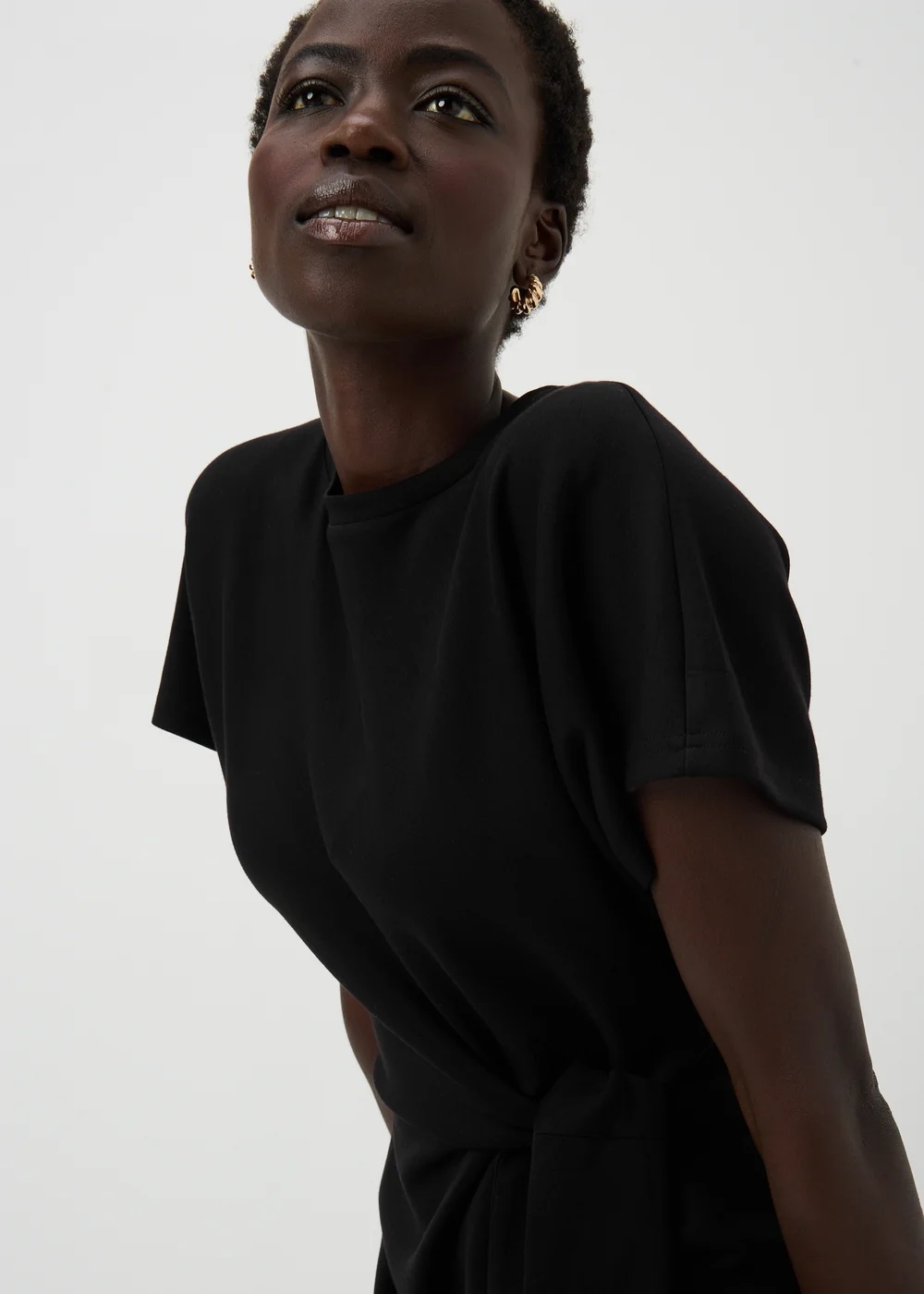 Black Scuba Tie Waist Midi Dress - 8 Image 2