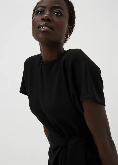 Black Scuba Tie Waist Midi Dress - 8 Image 2