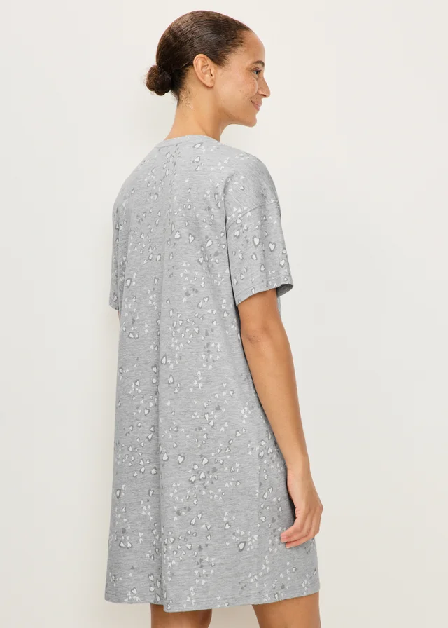 Grey Sleep Heart Print Nightie