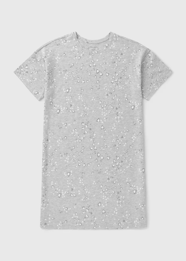 Grey Sleep Heart Print Nightie