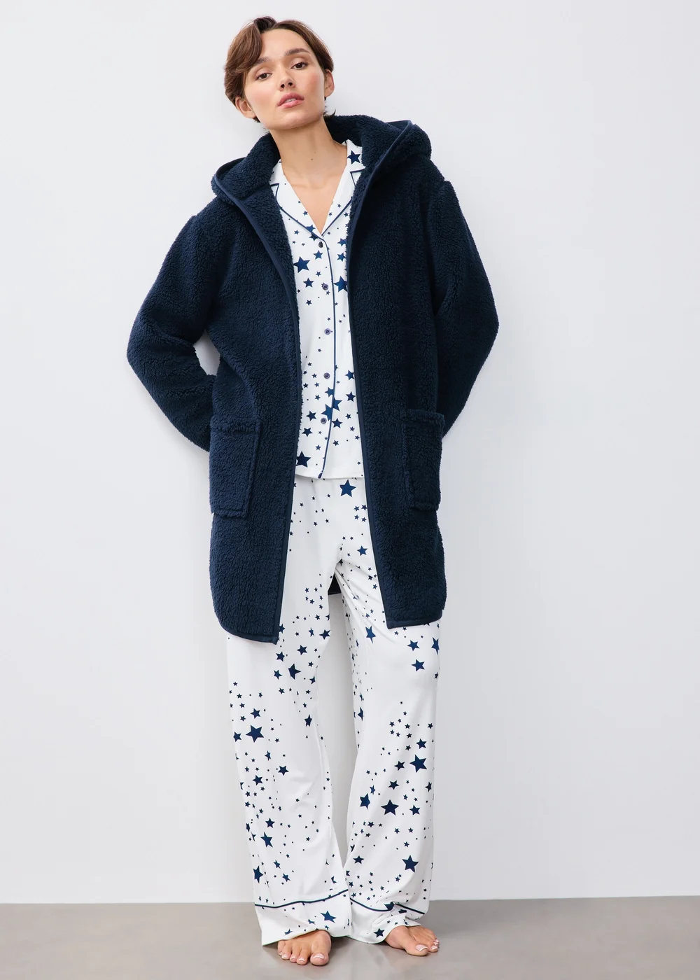 Navy Fleece Longline Cardigan - XS Image 1