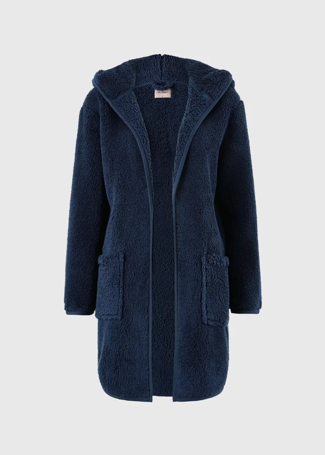 Navy Fleece Longline Cardigan